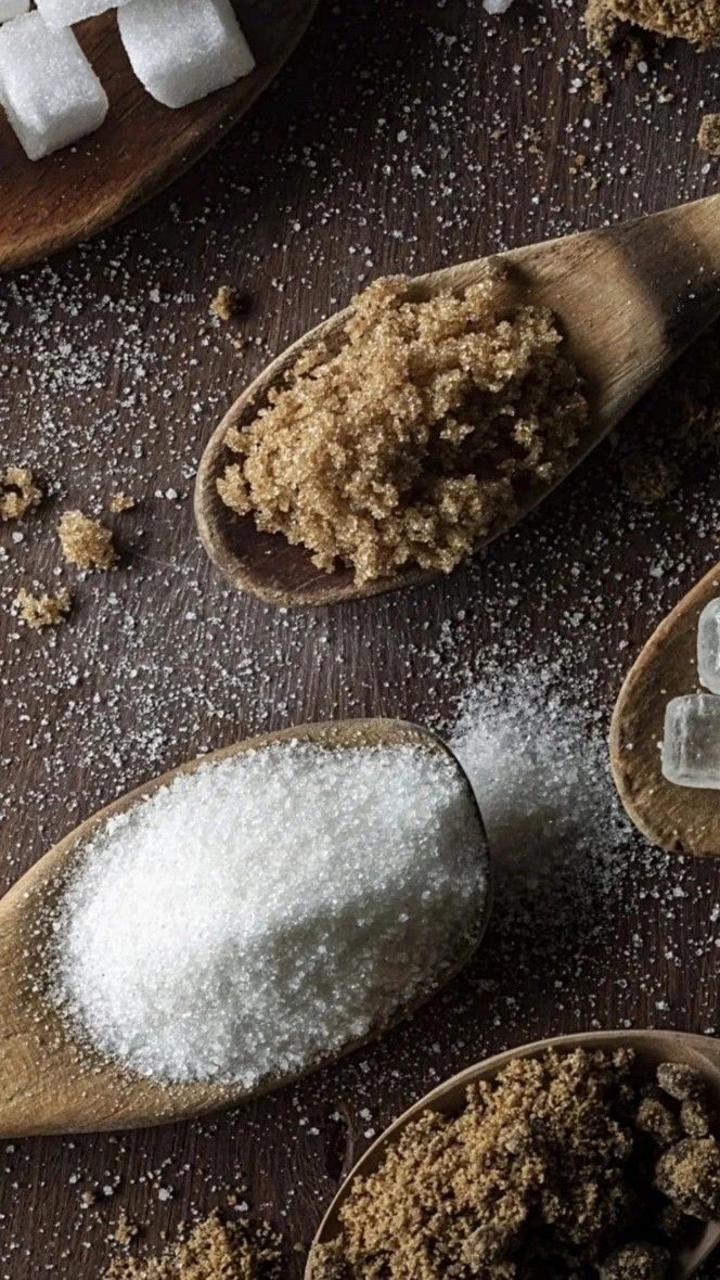 Brown and white sugar